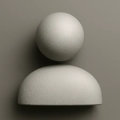 Minimal abstract avatar icon made of simple geometric shapes on a neutral background.